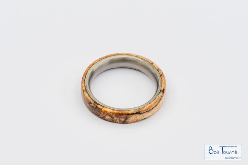 BAGUE BOULEAU ÉCHAUFFÉ / TITANE – Image 2