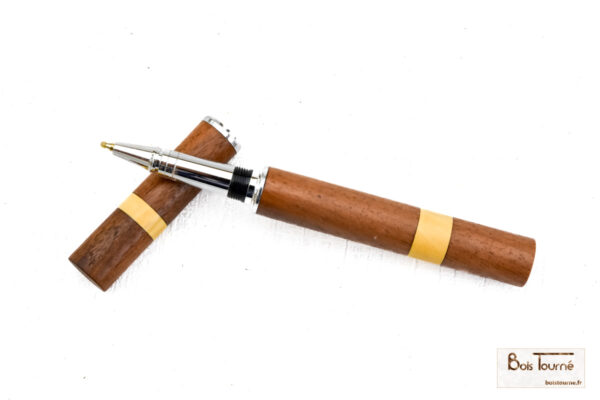STYLO ROLLER CHROMÉ – NOYER / BUIS