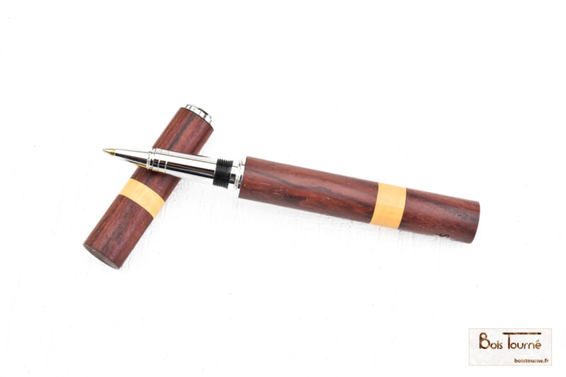 STYLO ROLLER CHROMÉ – BOIS DE VIOLETTE / BUIS