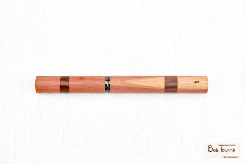 STYLO ROLLER CHROMÉ NOIR – GENÉVRIER / PALISSANDRE SANTOS – Image 2