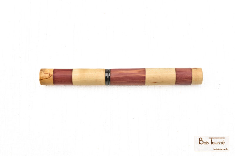 STYLO ROLLER CHROMÉ NOIR – GENÉVRIER / BOULEAU MADRÉ – Image 2
