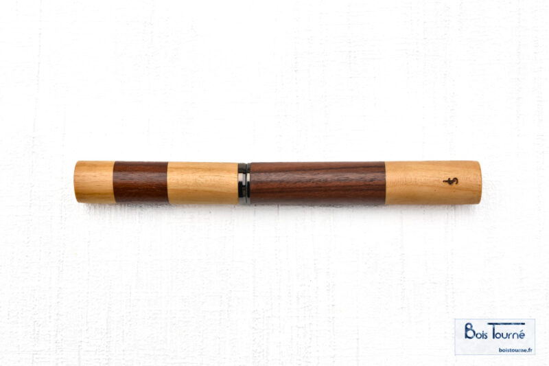 STYLO ROLLER CHROMÉ NOIR – PALISSANDRE SANTOS / MERISIER – Image 2