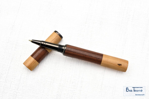 STYLO ROLLER CHROMÉ NOIR – PALISSANDRE SANTOS / MERISIER
