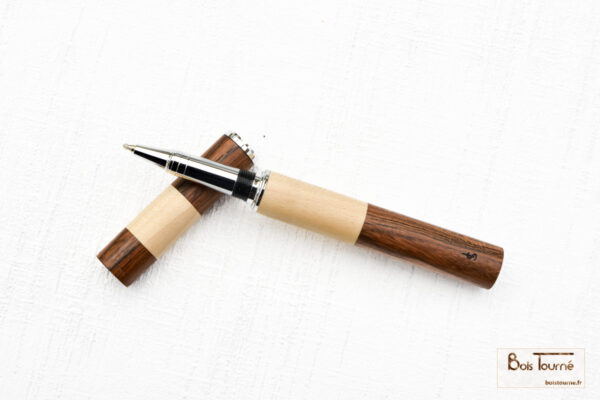 STYLO ROLLER CHROMÉ – ÉRABLE / LOURO PRETO