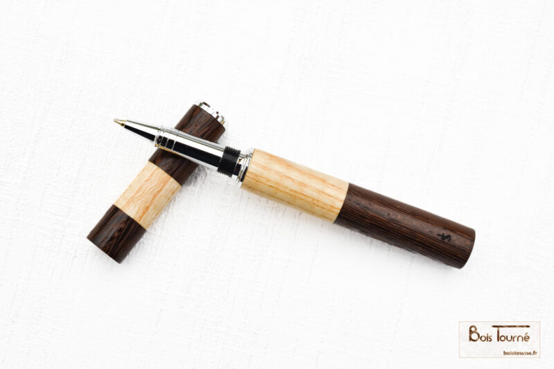 STYLO ROLLER CHROMÉ – WENGUÉ / FRÊNE – Image 2