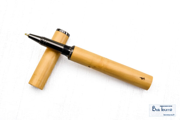 STYLO ROLLER CHROMÉ NOIR – BUIS