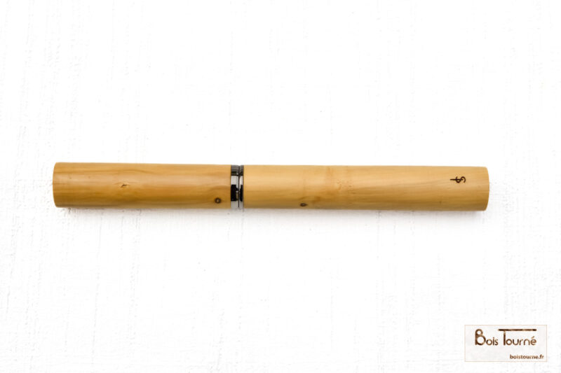 STYLO ROLLER CHROMÉ NOIR – BUIS – Image 2
