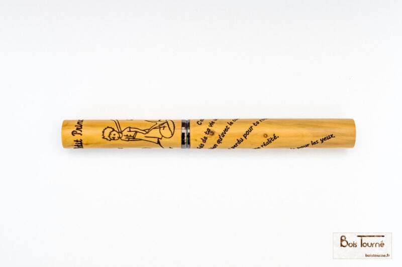 STYLO ROLLER CHROMÉ NOIR LE PETIT PRINCE EN BUIS – Image 2