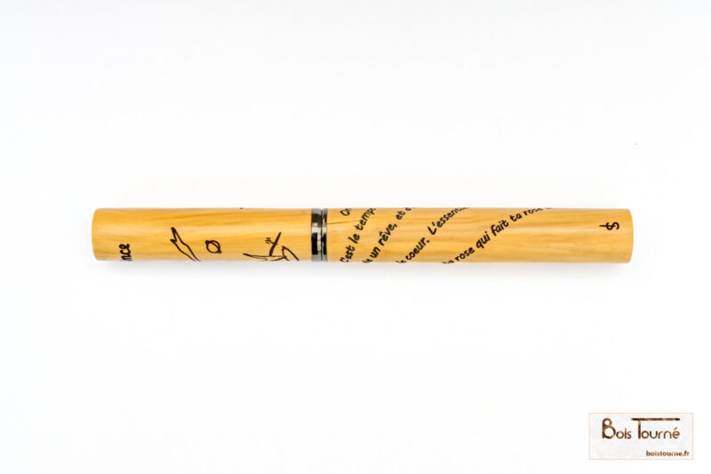 STYLO ROLLER CHROMÉ NOIR LE PETIT PRINCE EN BUIS – Image 3