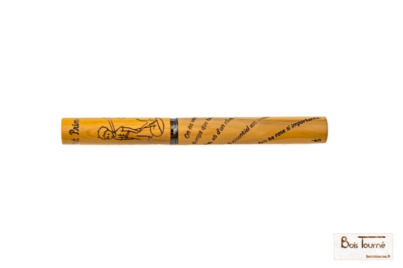 STYLO ROLLER CHROMÉ NOIR LE PETIT PRINCE EN BUIS – Image 5