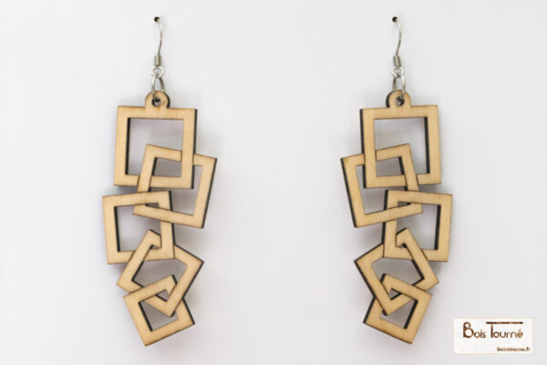 BOUCLES D'OREILLES N° 6 - CASCADE DE CARRÉS