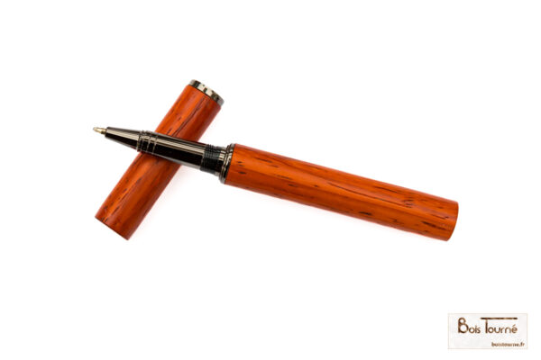 STYLO ROLLER CHROMÉ NOIR - PADOUK