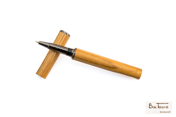STYLO ROLLER CHROMÉ NOIR - BUBINGA