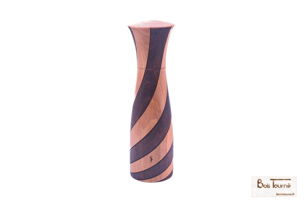 MOULIN À SEL, POIVRE ET ÉPICES  EN HÊTRE AVEC DÉCORATION HÉLICOÏDALE