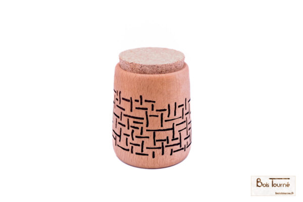 BOCAL EN HÊTRE AVEC GRAVURE  TRAITS H/V