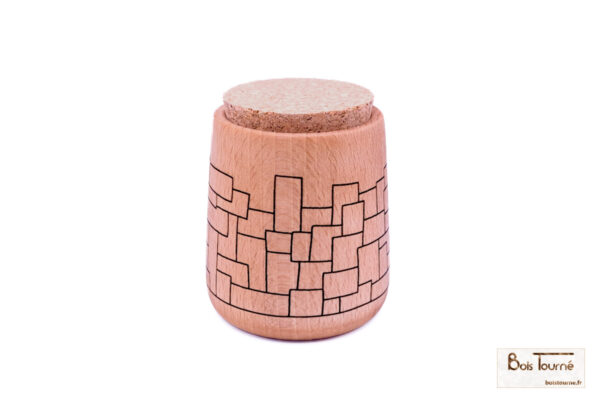 BOCAL EN HÊTRE AVEC GRAVURE MUR INCA