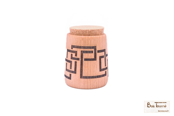 BOCAL EN HÊTRE AVEC GRAVURE  RECTANGLES ENCHEVÊTRÉS