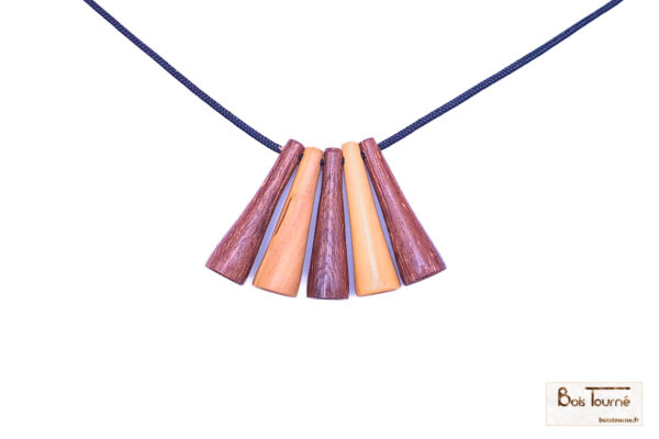 COLLIER 5 PERLES : AZOBÉ ET BUIS