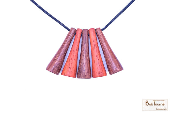 COLLIER 5 PERLES : AZOBÉ ET PADOUK