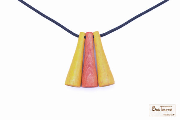COLLIER 3 PERLES EN HÊTRE TEINTÉ: JAUNE / ORANGE